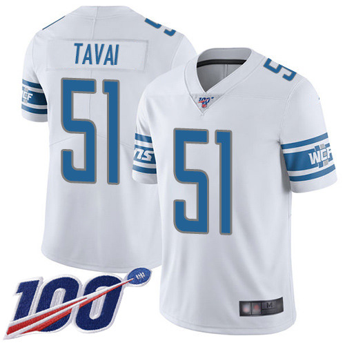 Detroit Lions Limited White Men Jahlani Tavai Road Jersey NFL Football 51 100th Season Vapor Untouchable
